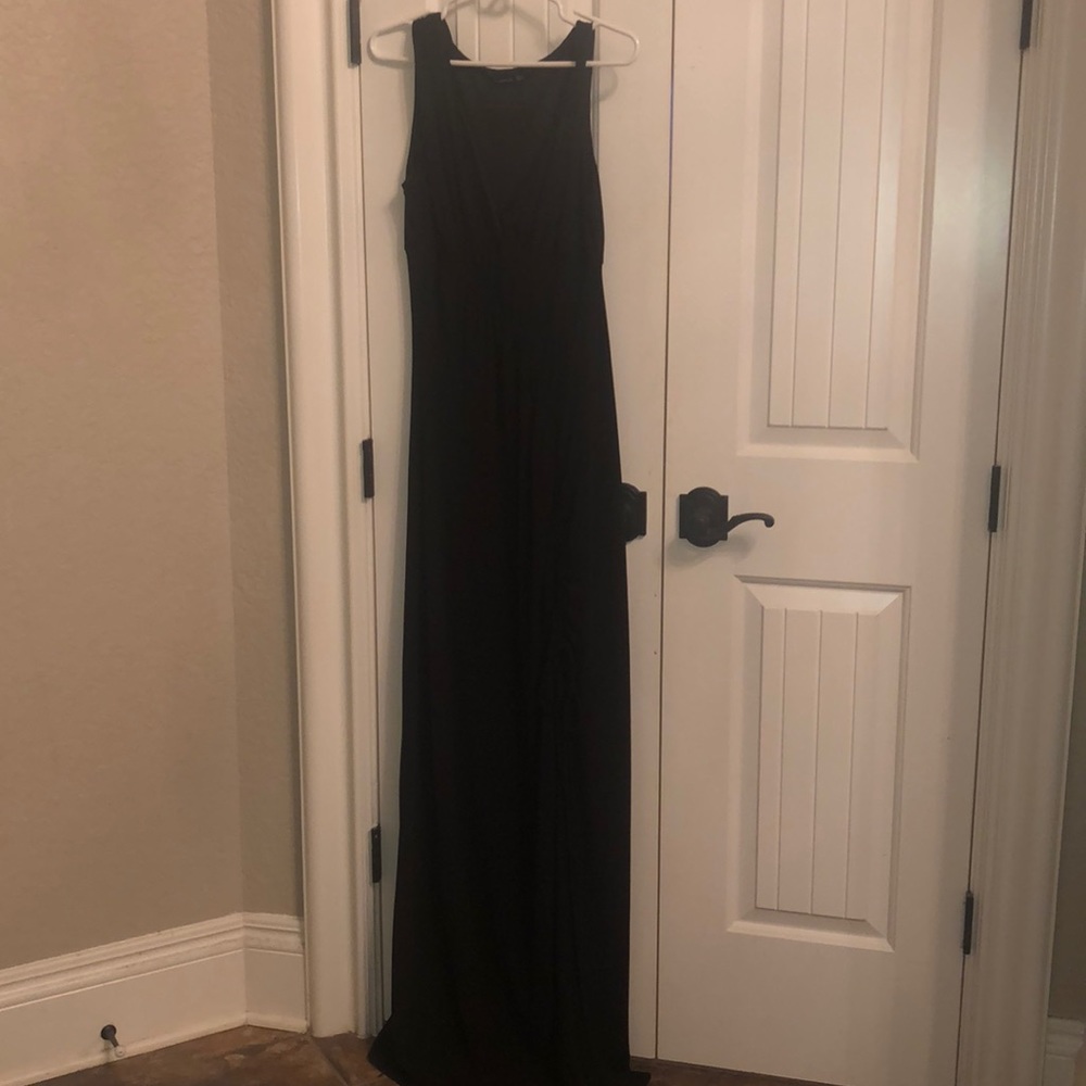 Full length cocktail dress with tie ruching